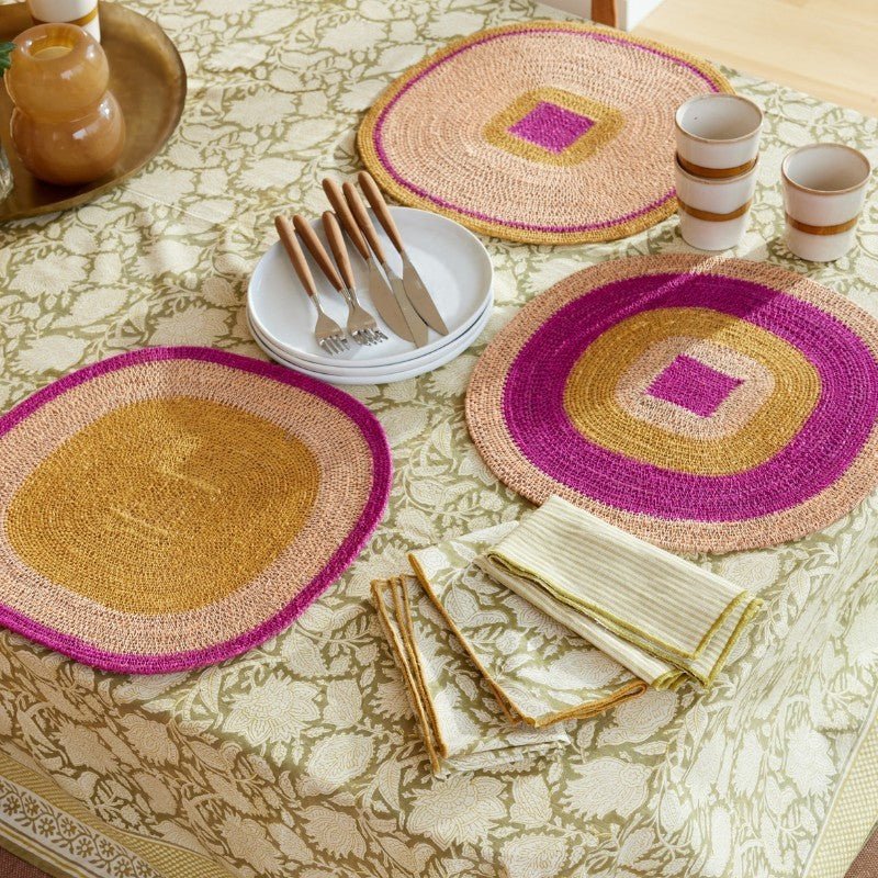 Set de table jonc de mer maïs rose - Bonheur du Jour - Lili Margaret