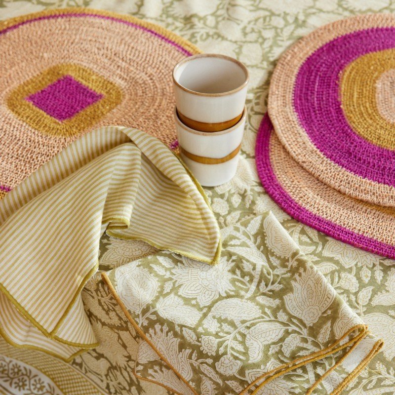 Set de table jonc de mer maïs rose - Bonheur du Jour - Lili Margaret