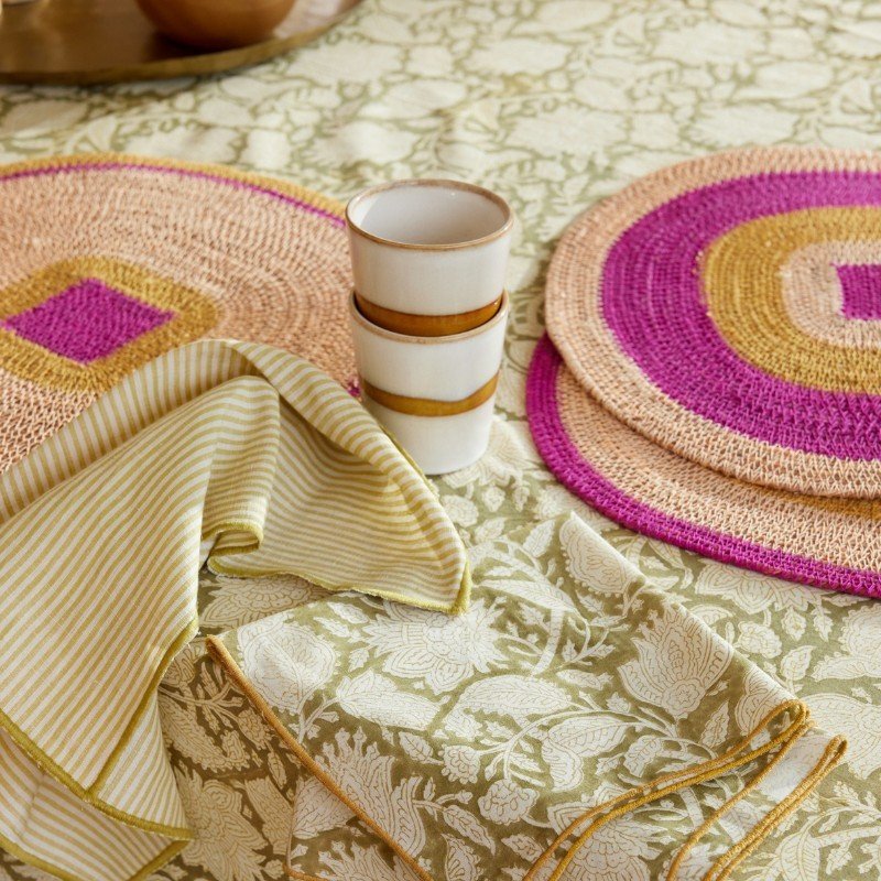 Set de table jonc de mer maïs rose - Bonheur du Jour - Lili Margaret