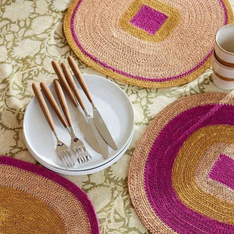 Set de table jonc de mer maïs rose - Bonheur du Jour - Lili Margaret