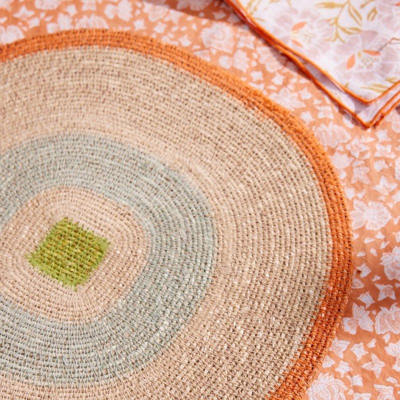 Set de table jonc de mer orange bleu - Bonheur du Jour - Lili Margaret