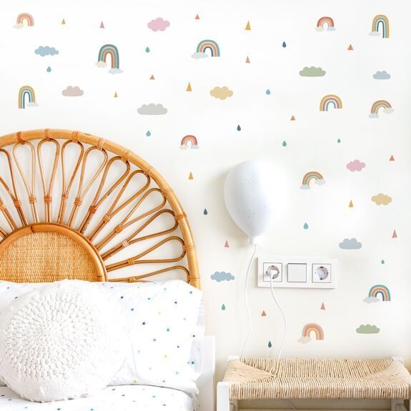 STICKER MURAL "ARC - EN - CIEL ET NUAGES" - Nicolasito - Lili Margaret