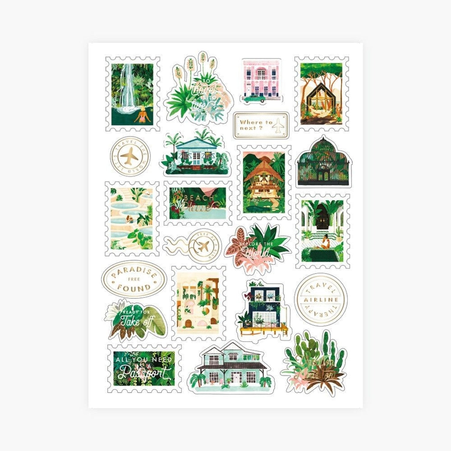 STICKERS WANDERLUST – SET DE 3 FEUILLES VOYAGE all the ways to say - Lili Margaret