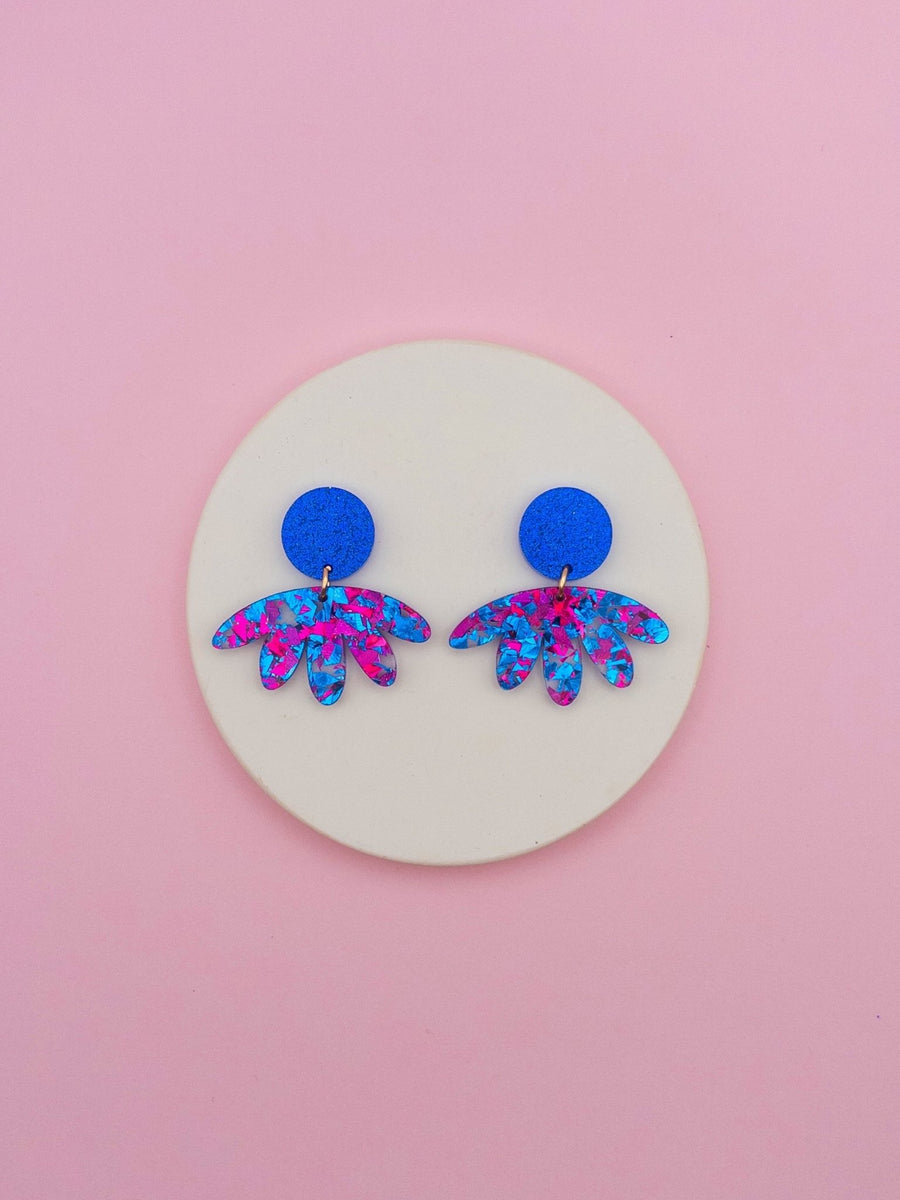 Boucles d’oreilles pendantes Arlette Bleu Paillettes Electric