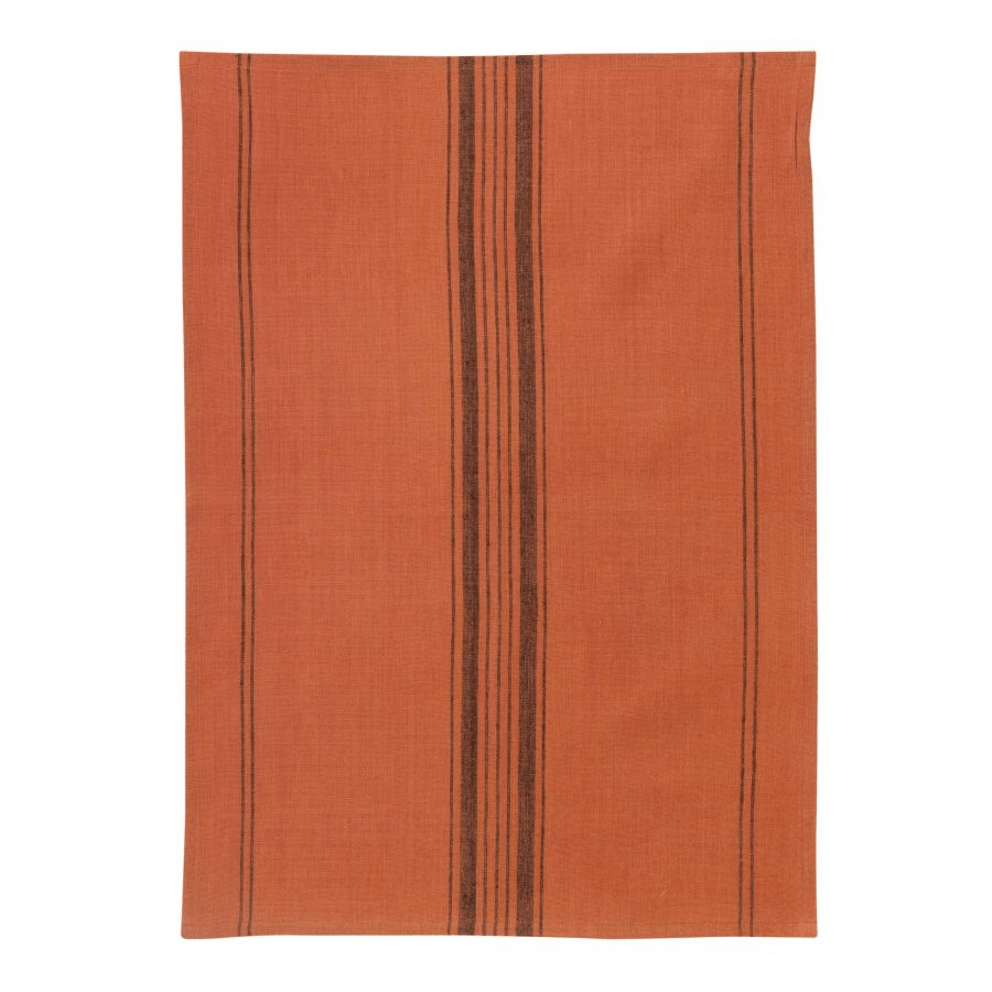 TORCHON LIN ET COTON RAYURES BRIQUE - Maison Vivaraise - Lili Margaret