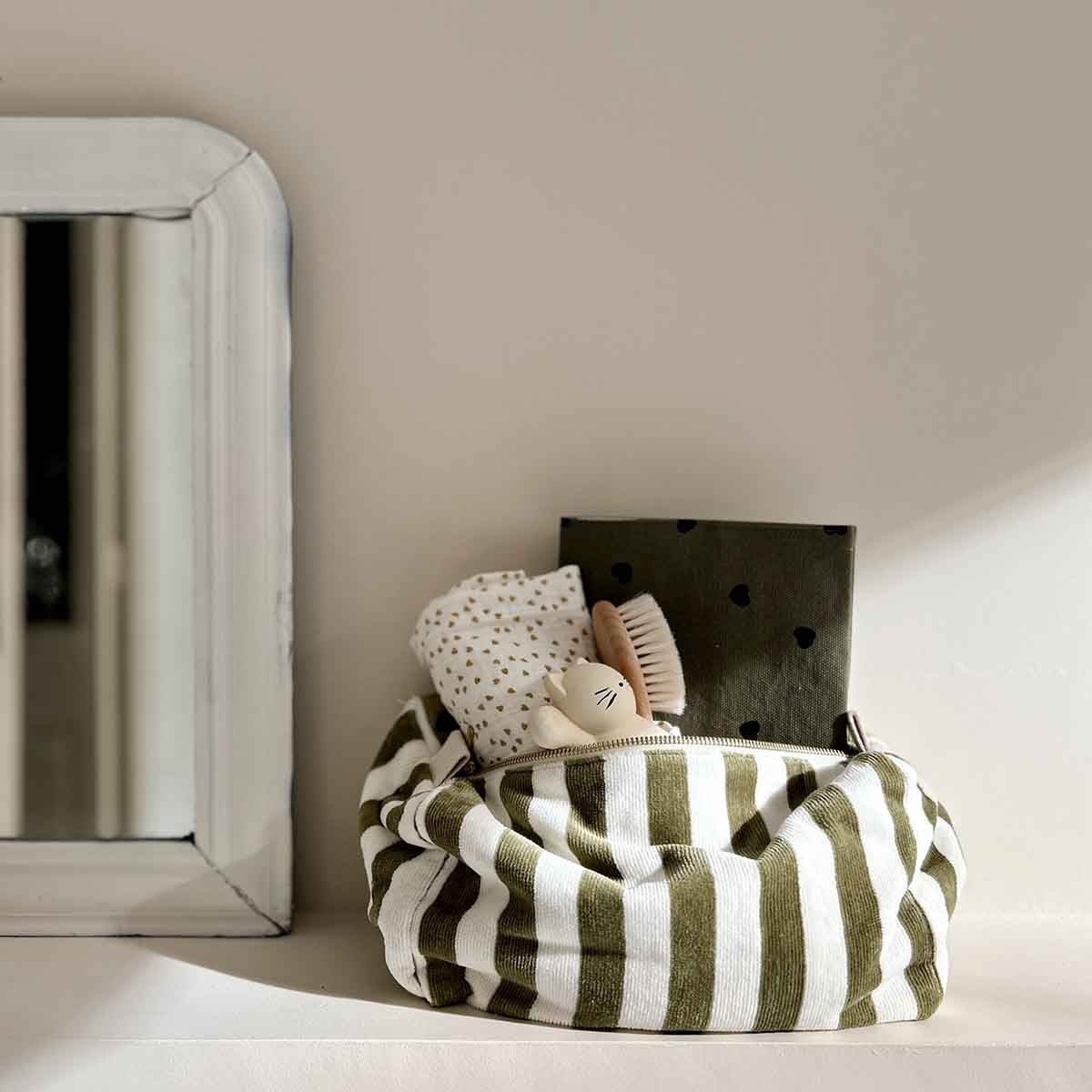 Trousse de toilette enfant en éponge kaki - Rose in April - Lili Margaret