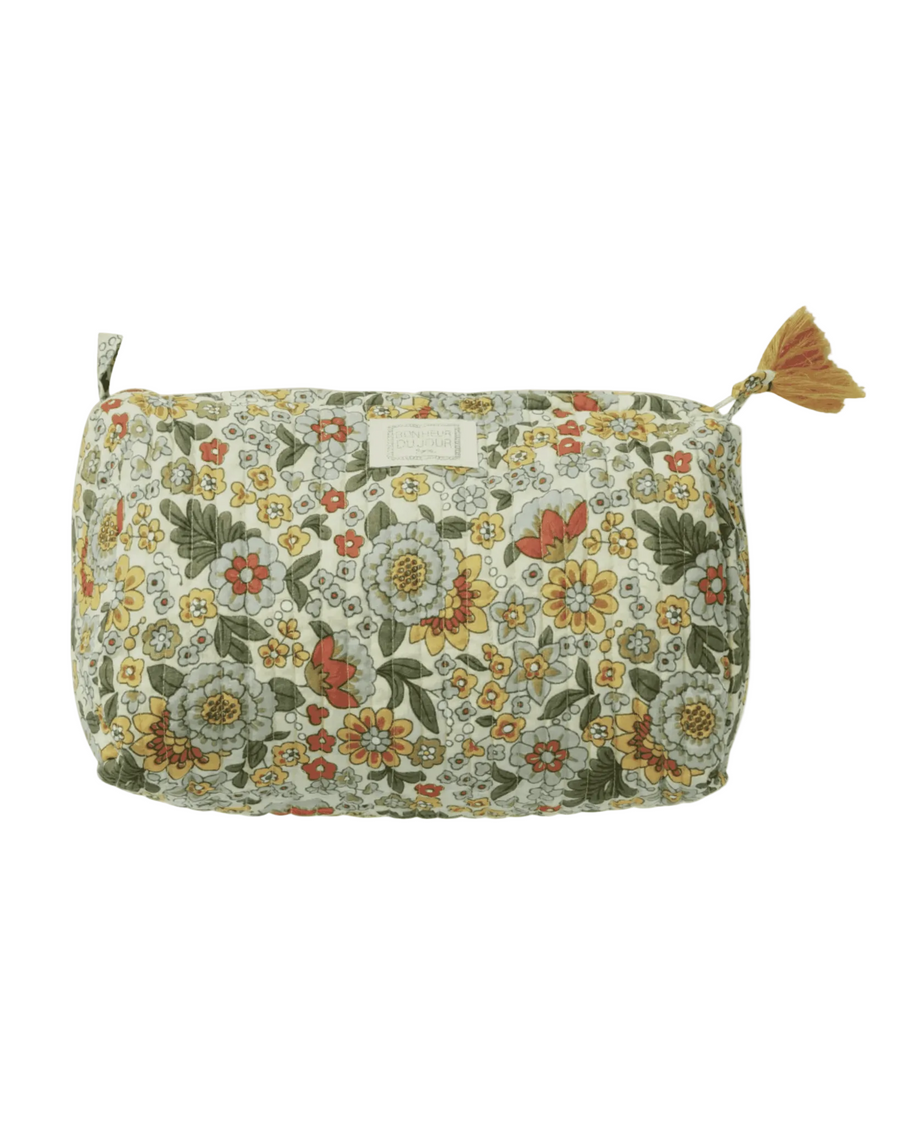 Trousse de toilette femme tissu matelassé indira amaia lime
