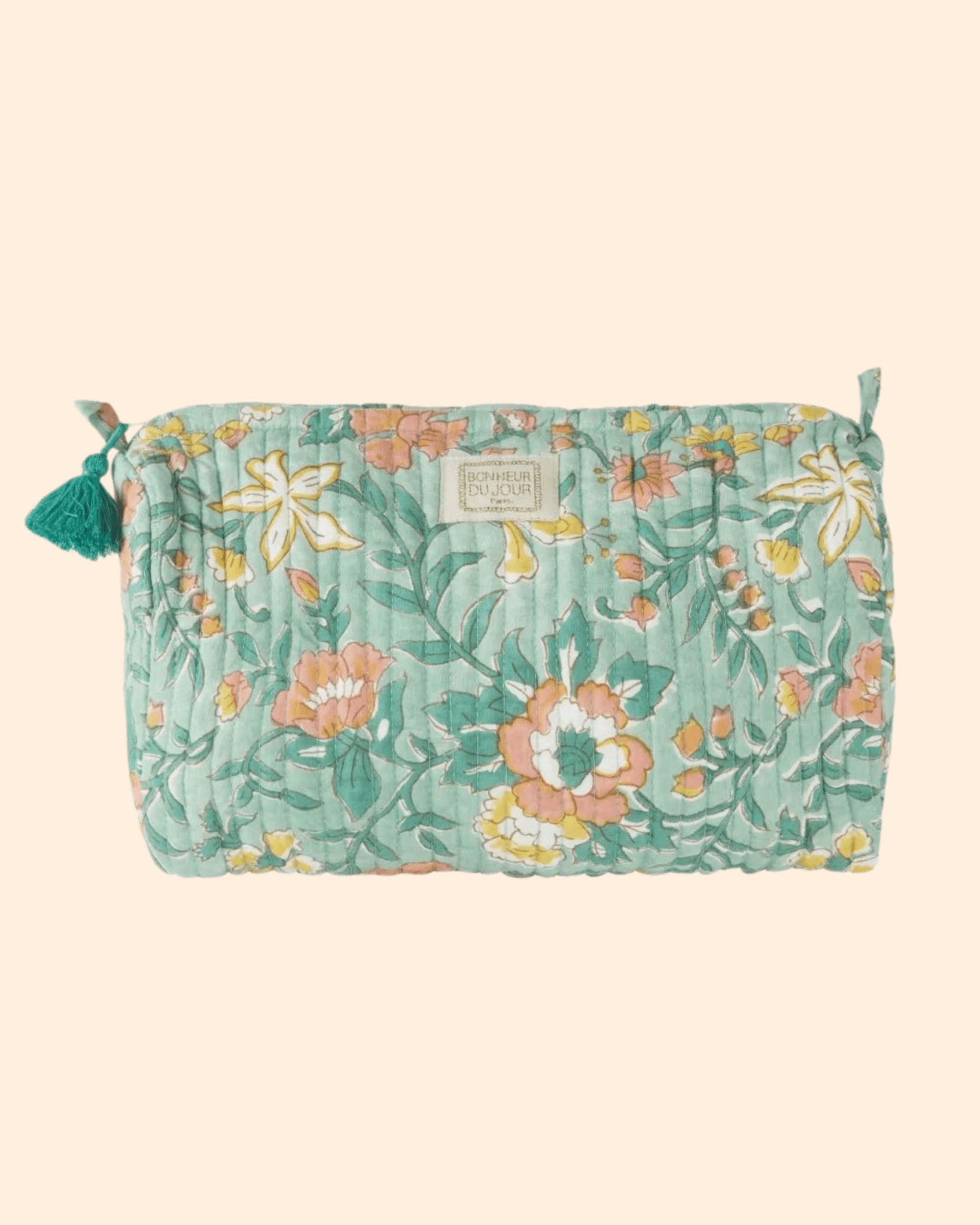TROUSSE DE TOILETTE MATELASSÉE INDIRA BLOSSOM VERT - Bonheur du Jour - Lili Margaret