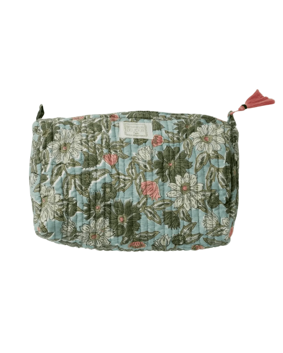 Trousse de toilette matelassée indira meera blue green - bonheur du jour