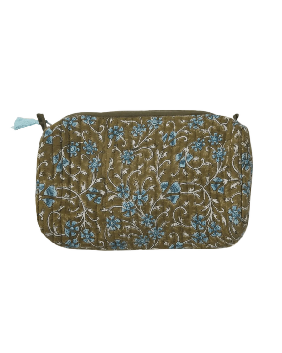 Trousse de toilette surya kaki/blue en tissu