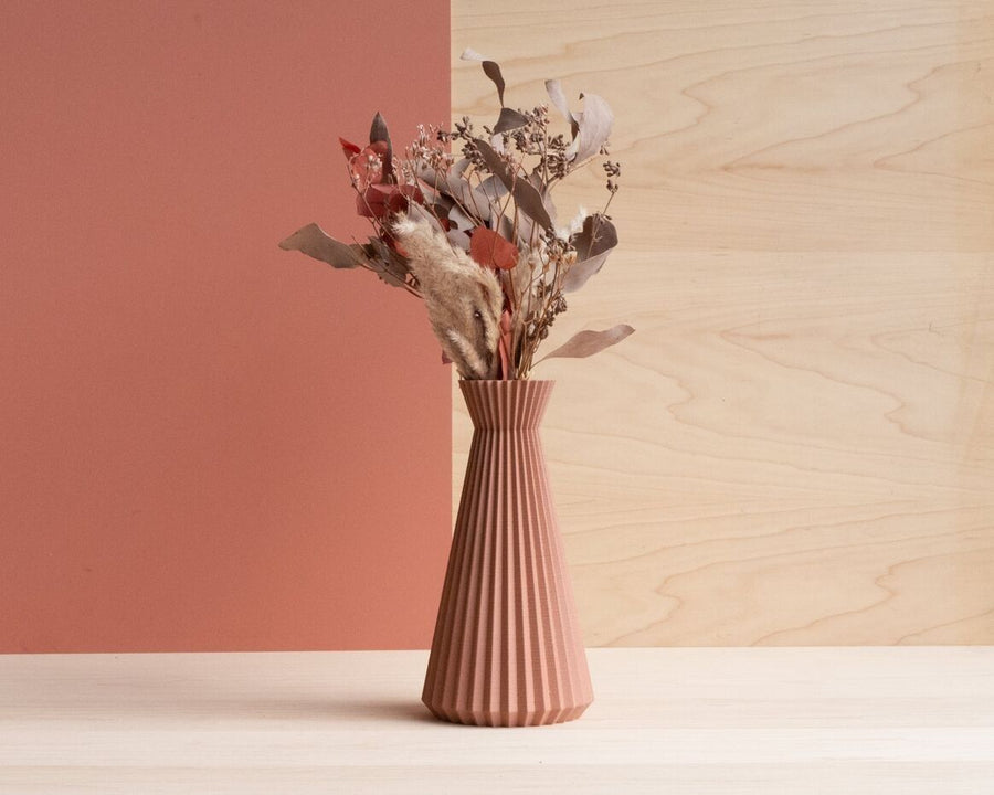 Vase en bois recyclé ishi terracotta