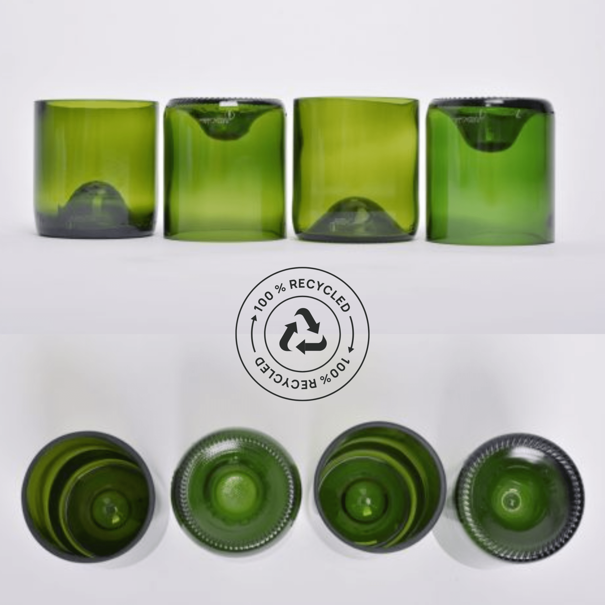 VERRE EN BOUTEILLE DE VIN RECYCLÉE VERT - PLATES & Culotées - Lili Margaret