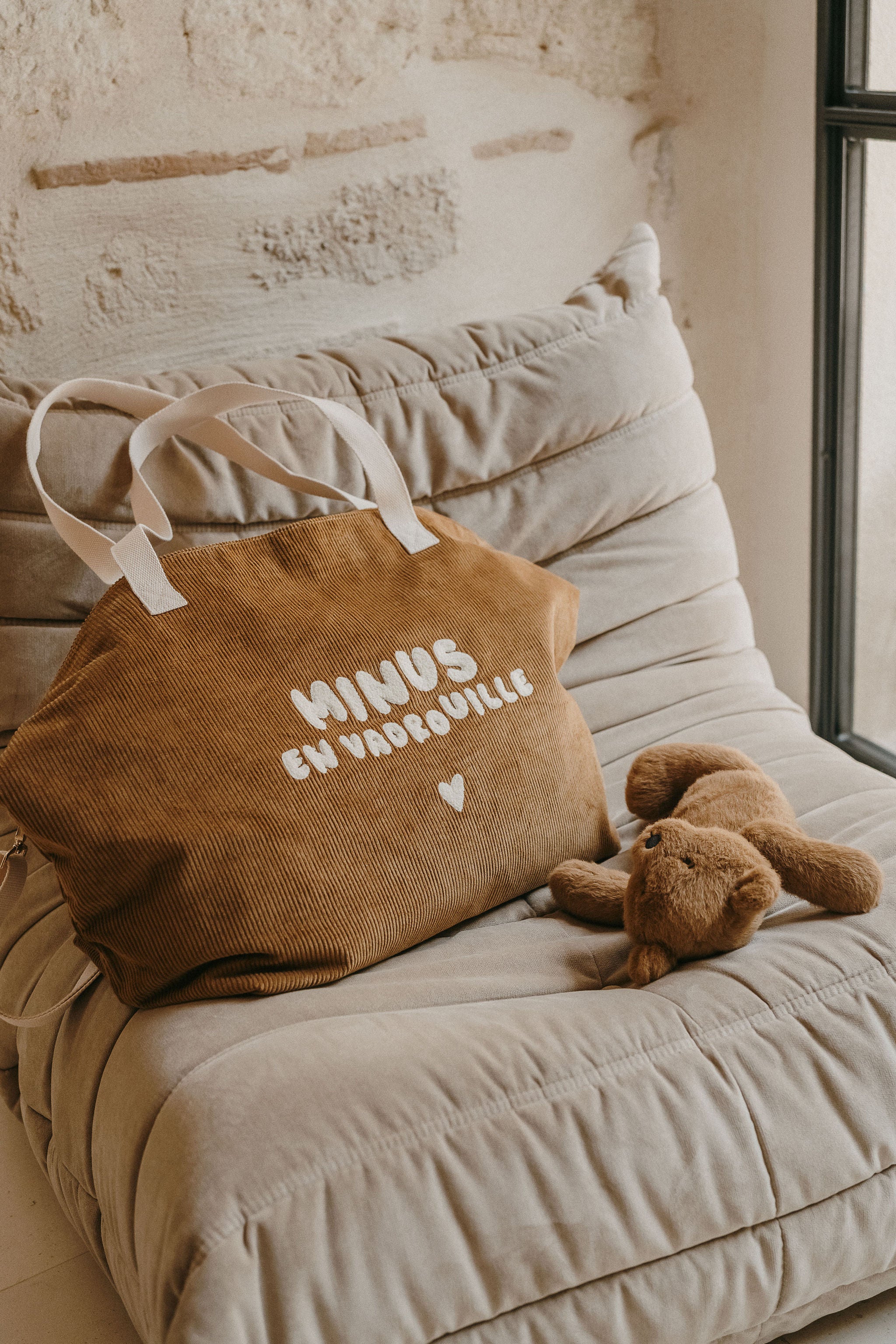 Grand sac cabas minus en vadrouille en velours - zakuw
