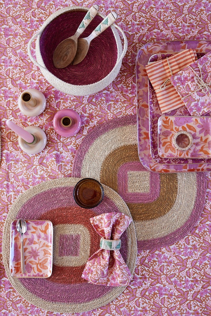 Nappe en coton block print Nalini Rose 170 x 300 cm - vue 6