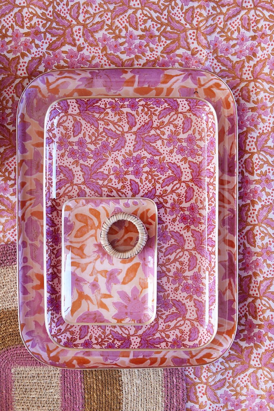 Nappe en coton block print Nalini Rose 170 x 300 cm - vue 7
