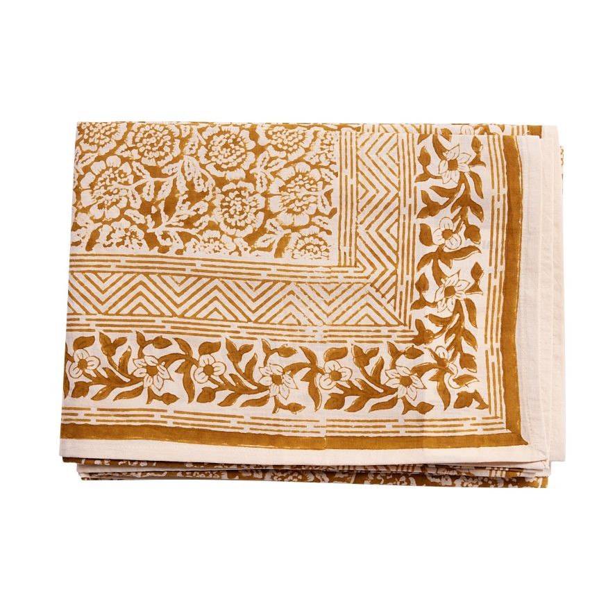 Nappe en coton block print Kamala Absynthe 170 x 300 cm - vue 2
