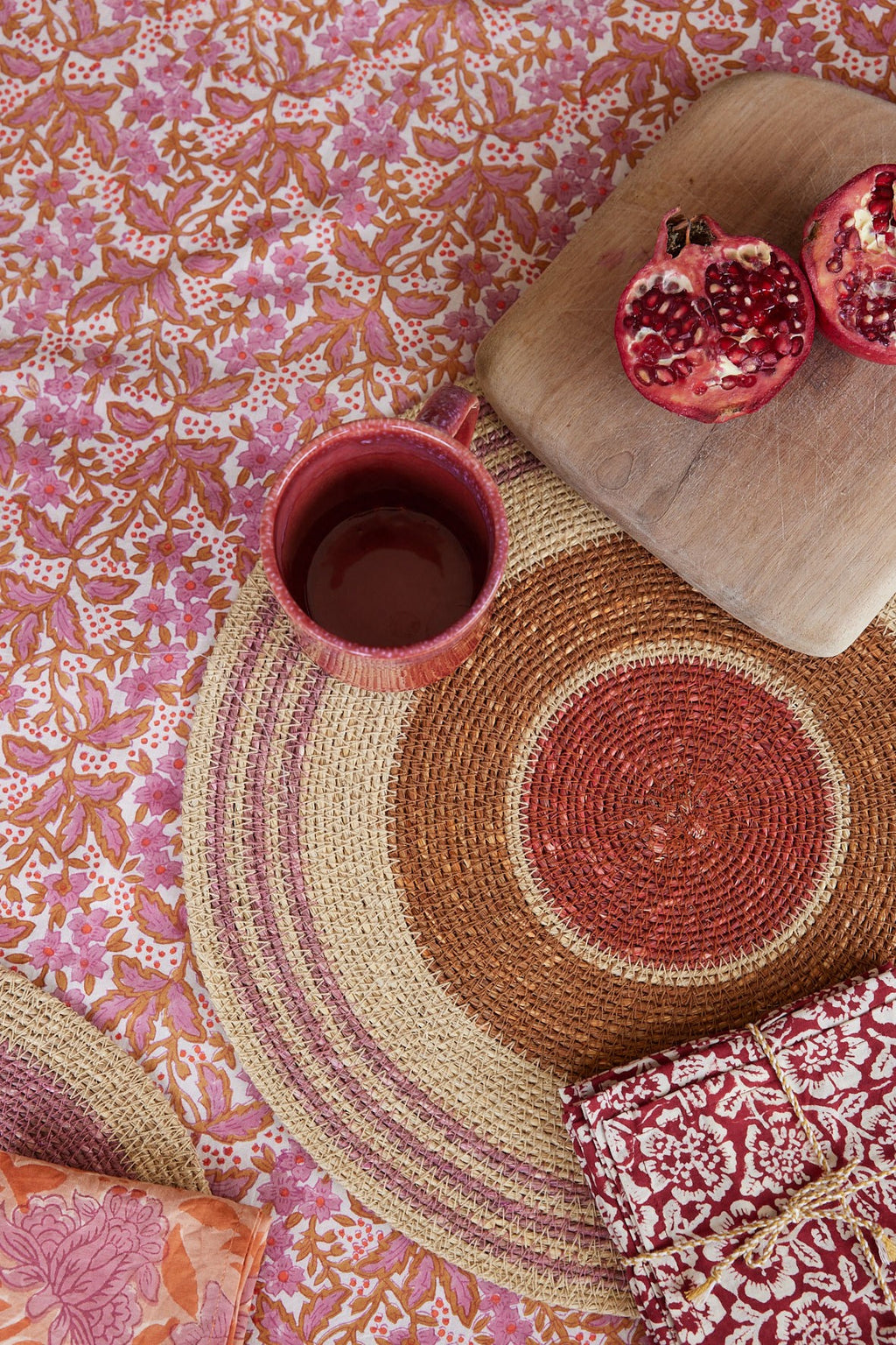 Nappe en coton block print Nalini Rose 170 x 300 cm - vue 5