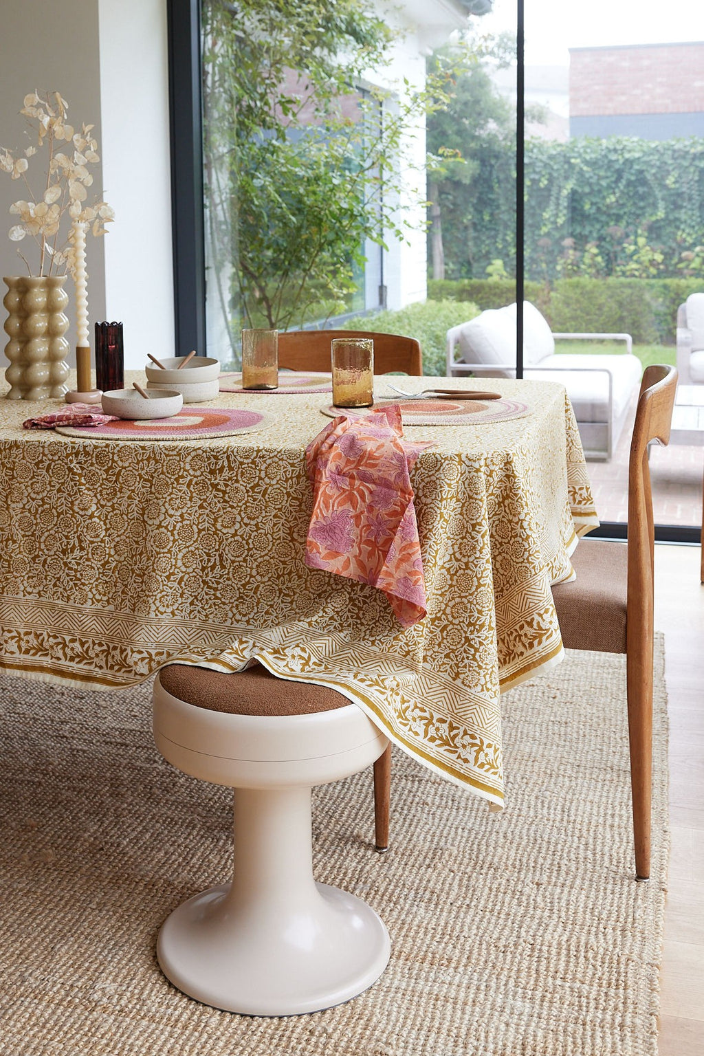 Nappe en coton block print Kamala Absynthe 170 x 300 cm - vue 1