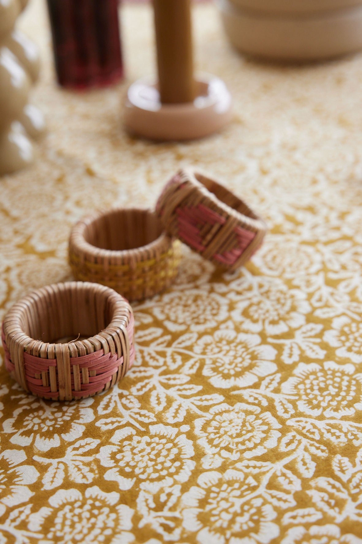 Nappe en coton block print Kamala Absynthe 170 x 300 cm - vue 8