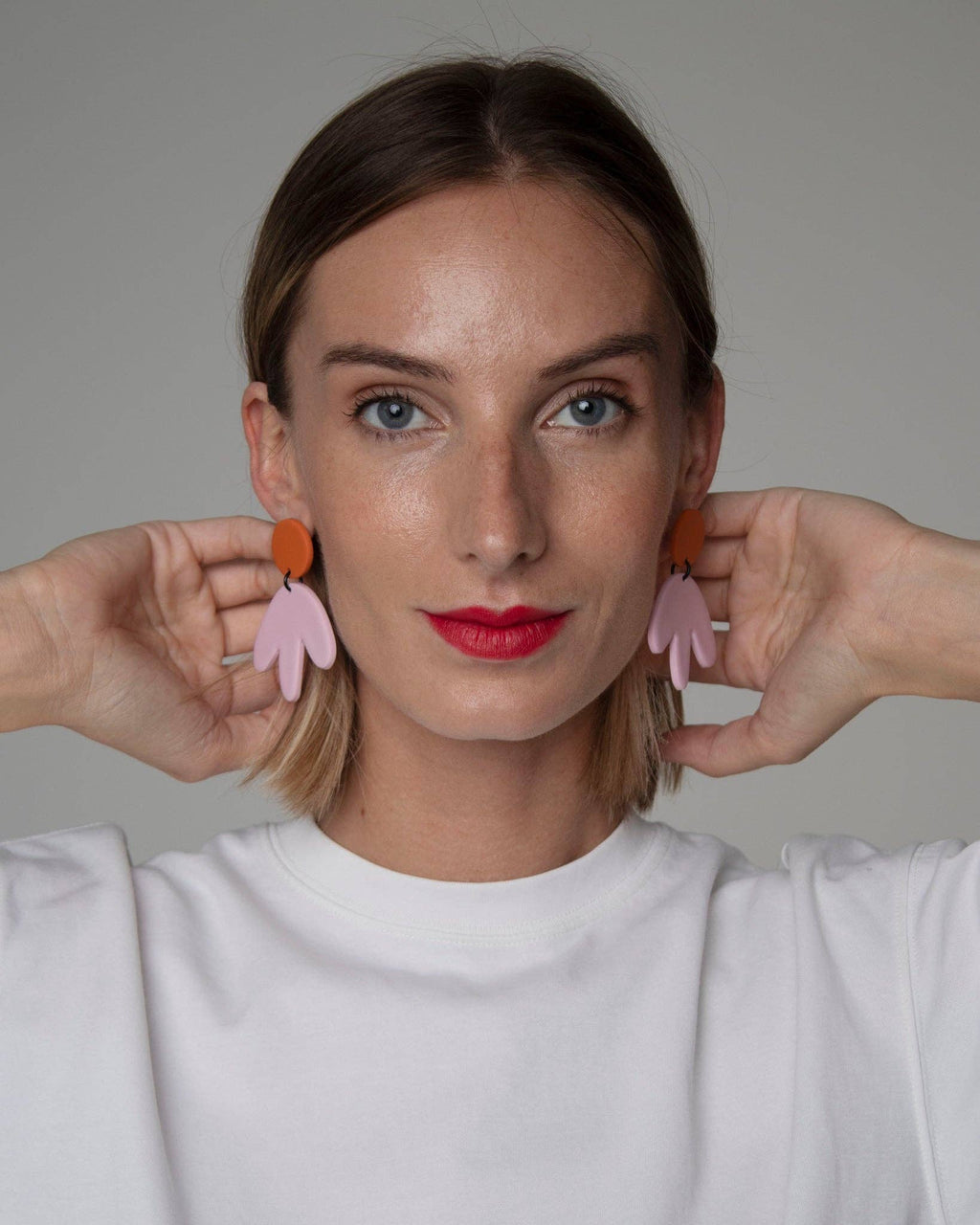 Boucles d’oreilles fleur rose et orange