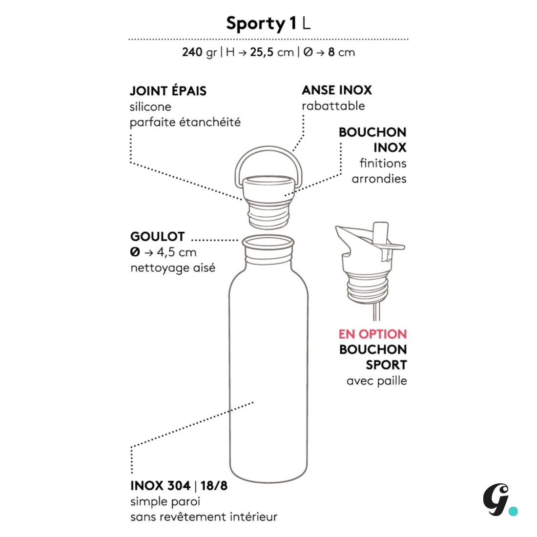 GOURDE INOX BAMBOU - Gaspajoe