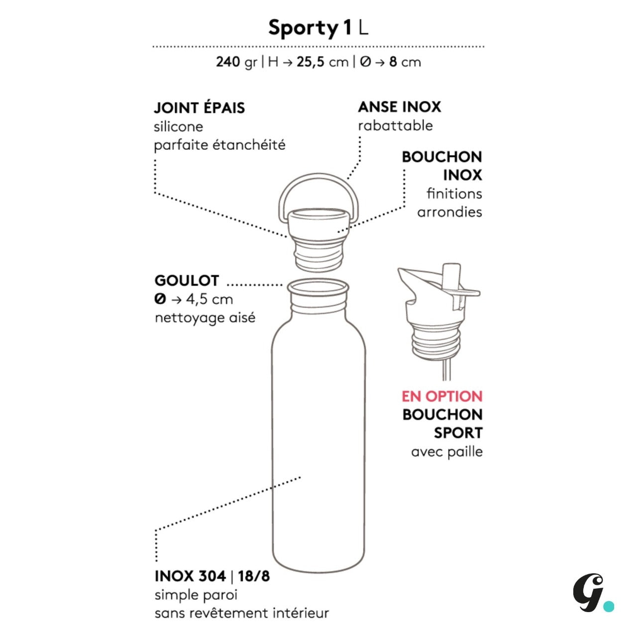 GOURDE INOX BAMBOU - Gaspajoe