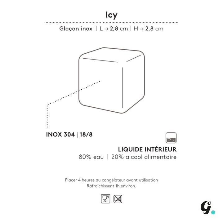 Glaçons gravés en inox réutilisables - gaspajoe