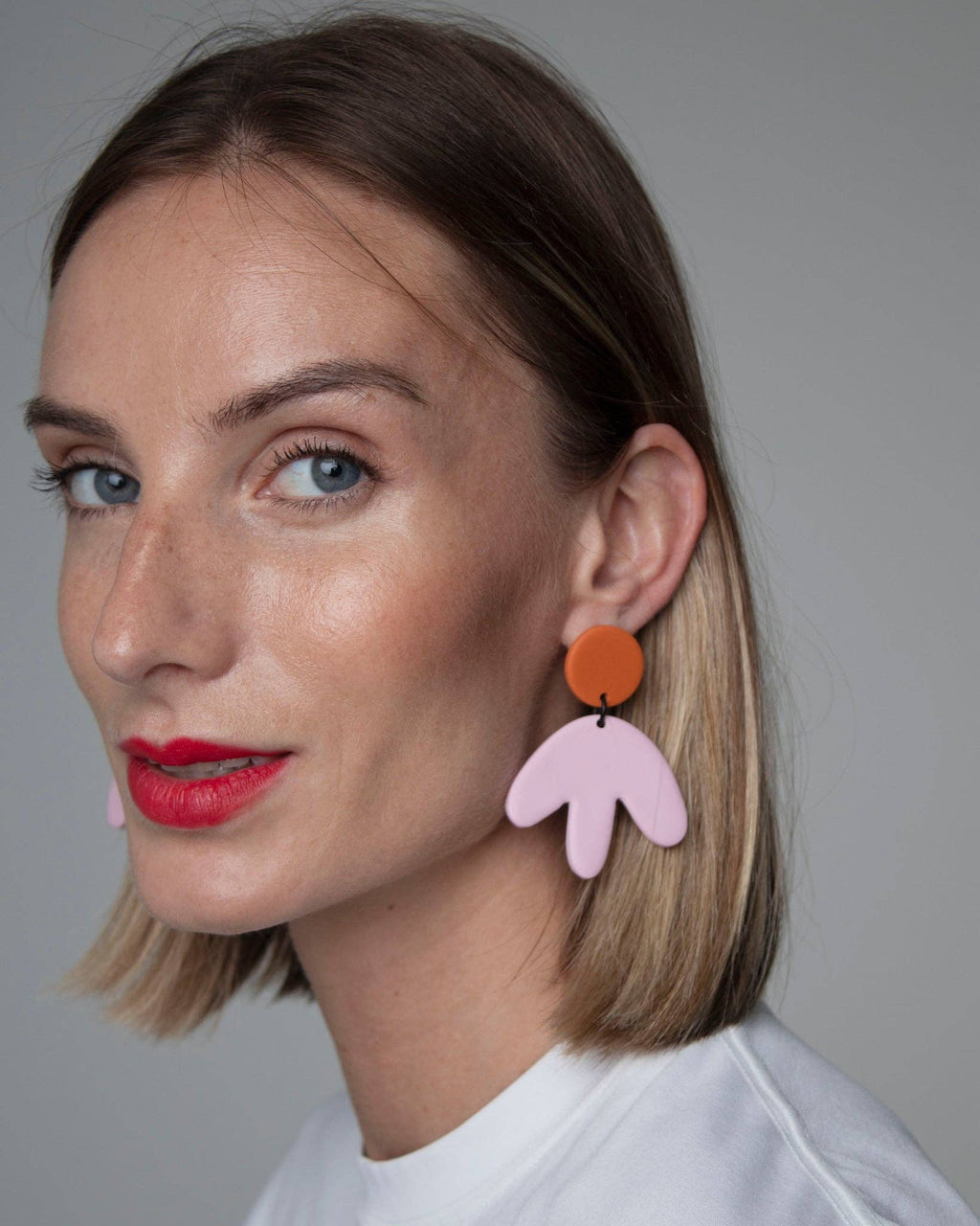 Boucles d’oreilles fleur rose et orange