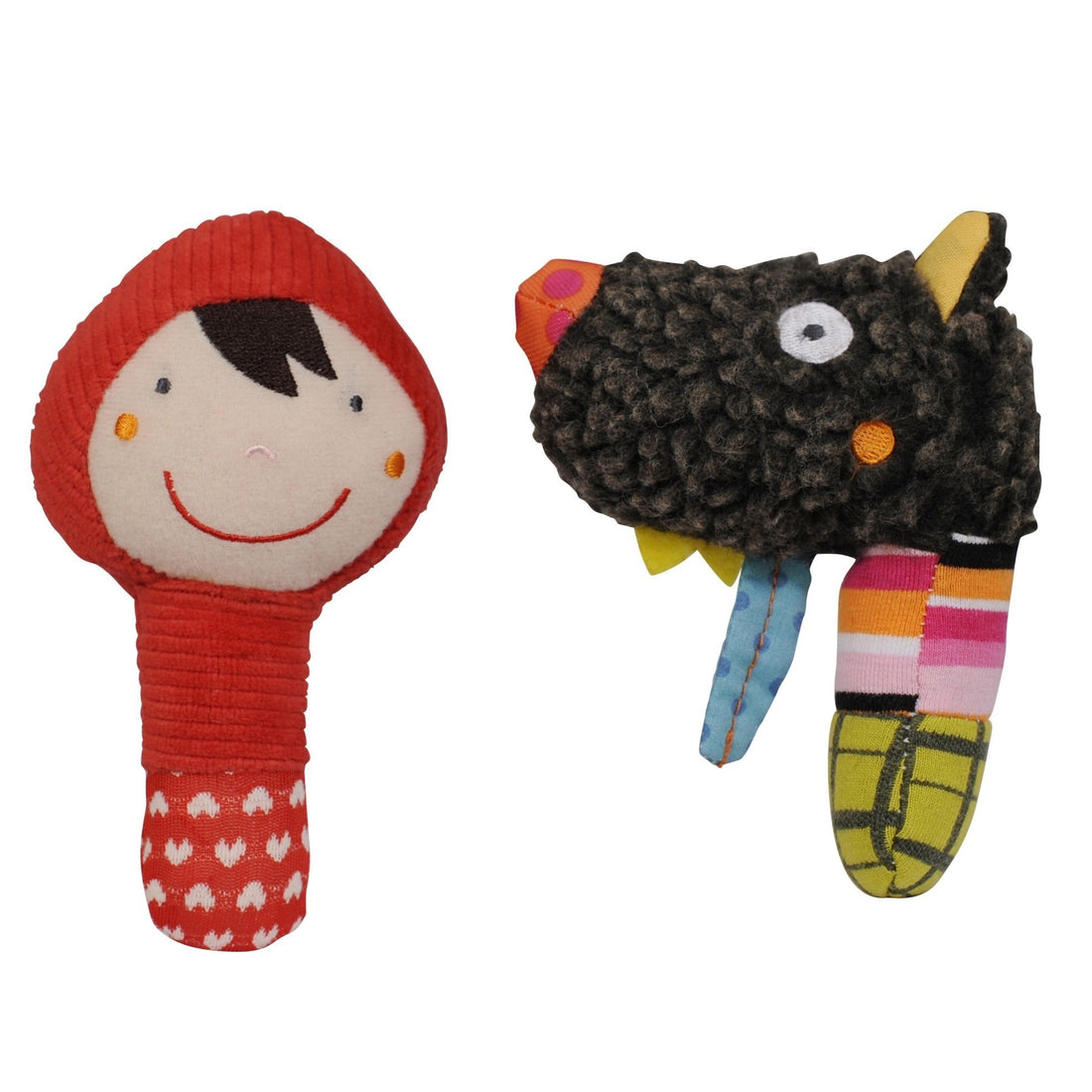 Doudou Maracas Louloup chaperon, premier jouet musical, toutu doux, gros grelots, 13 cm. sur cartonette. NaN