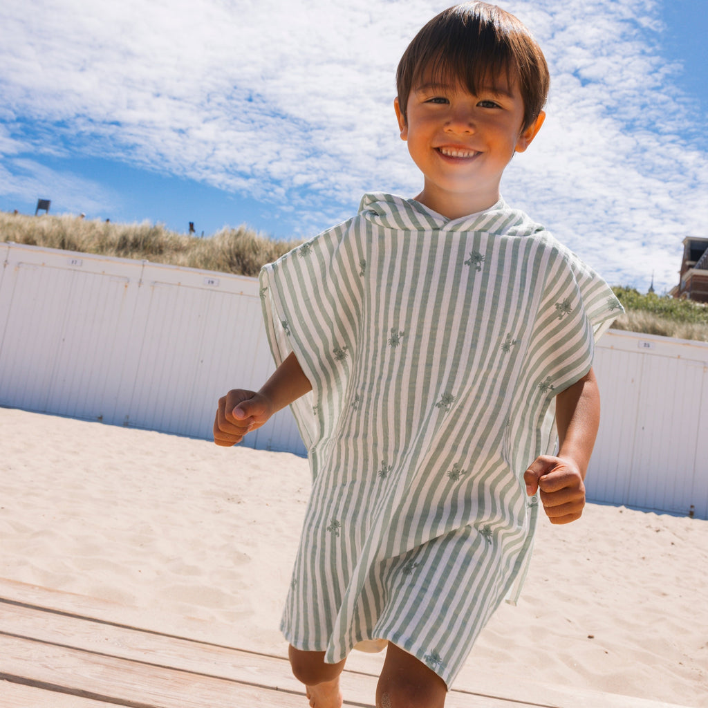 Poncho de plage enfant blanc vert Crabby Swim Essentials - photo 2