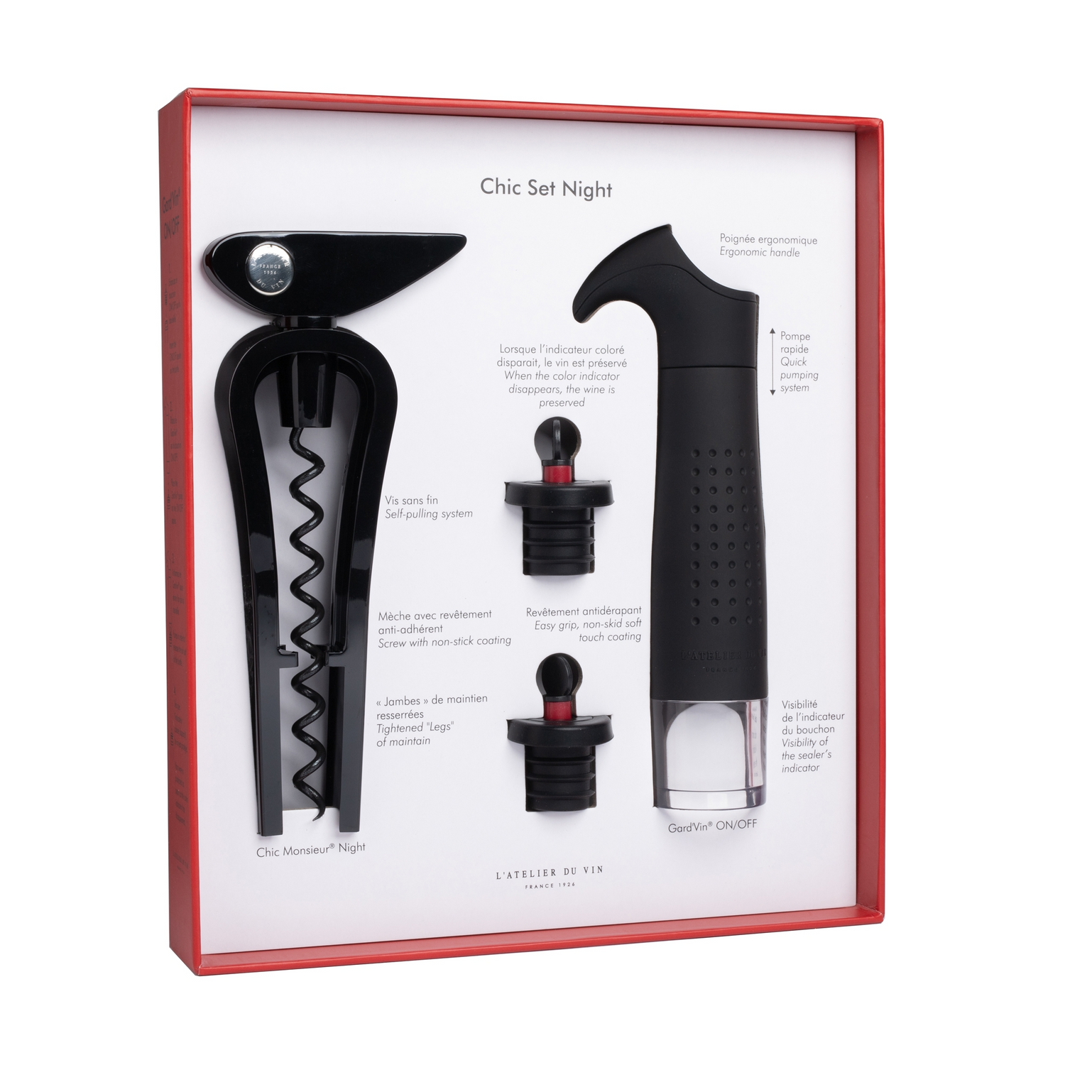 COFFRET PRESTIGE TIRE-BOUCHON ET POMPE À VIN - Atelier du Vin