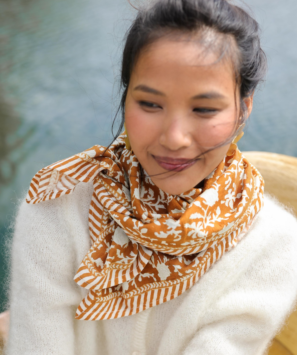 Foulard grand format Kate Caramel
