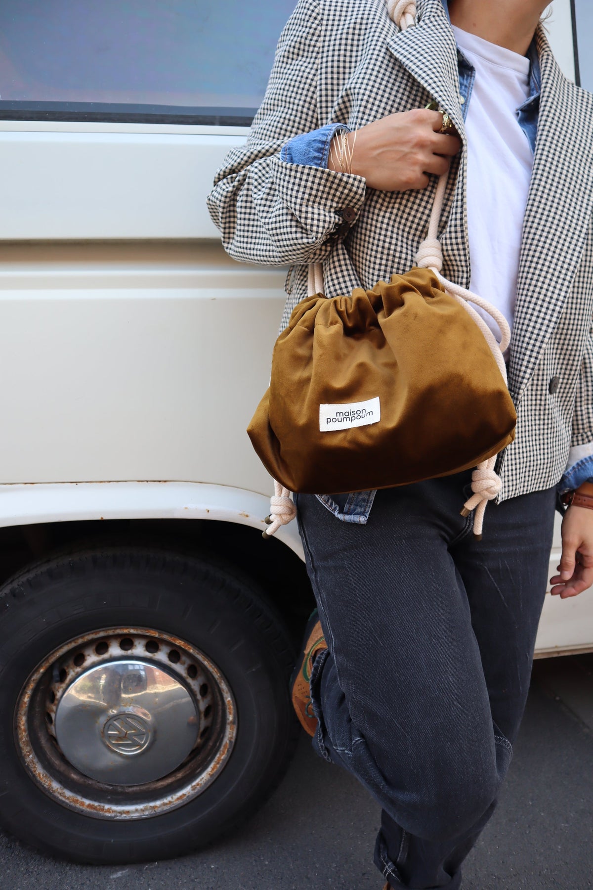 Sac bourse femme Le Raoul Velours Bronze - vue 6