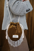 Mini sac bourse Le Groom Velours Bronze à franges