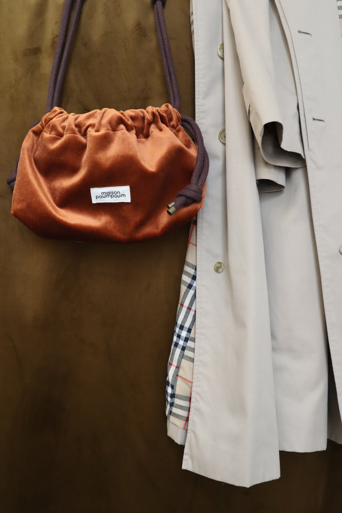 Sac bourse femme Le Raoul Velours Cognac - vue 4