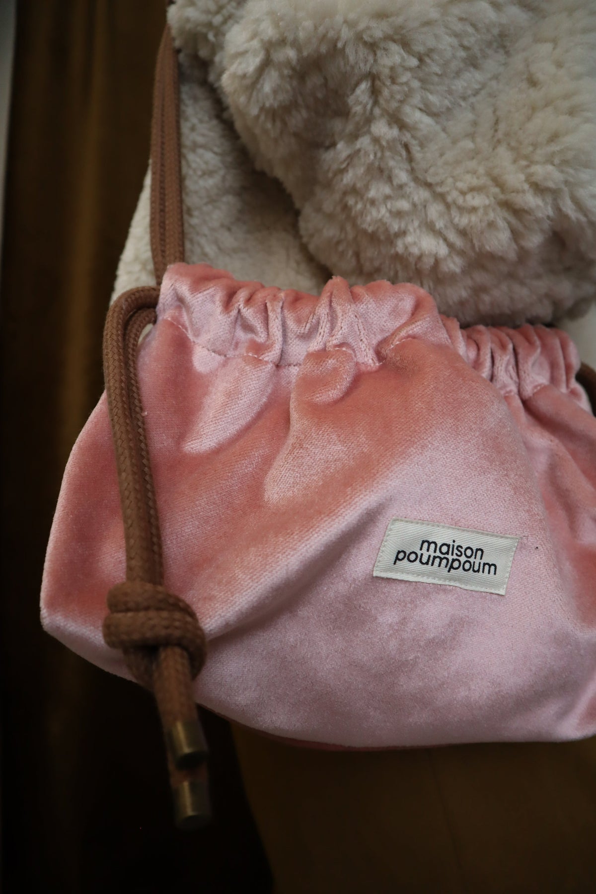 Sac bourse femme Le Raoul Velours Rose - vue 5