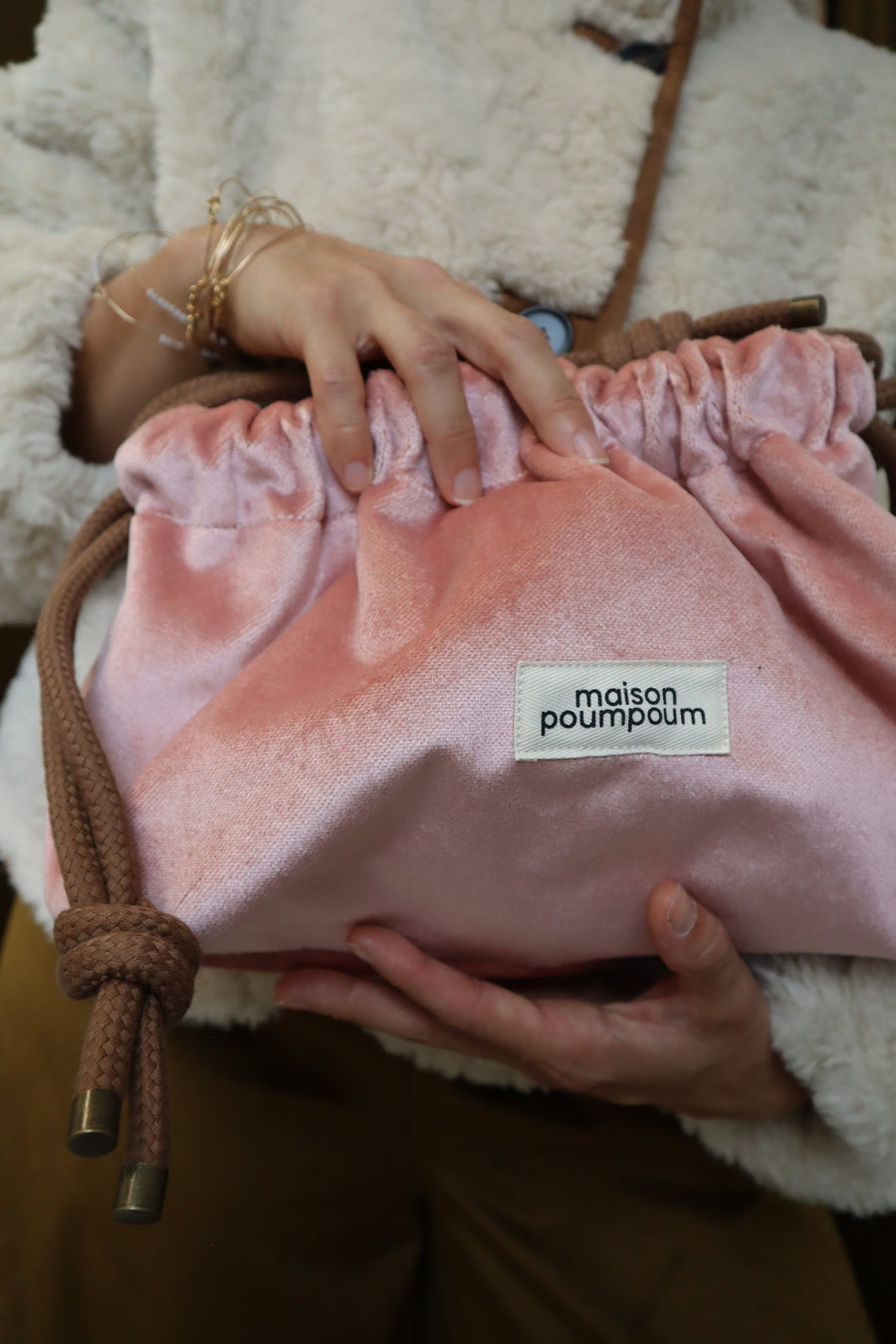 Sac bourse femme Le Raoul Velours Rose