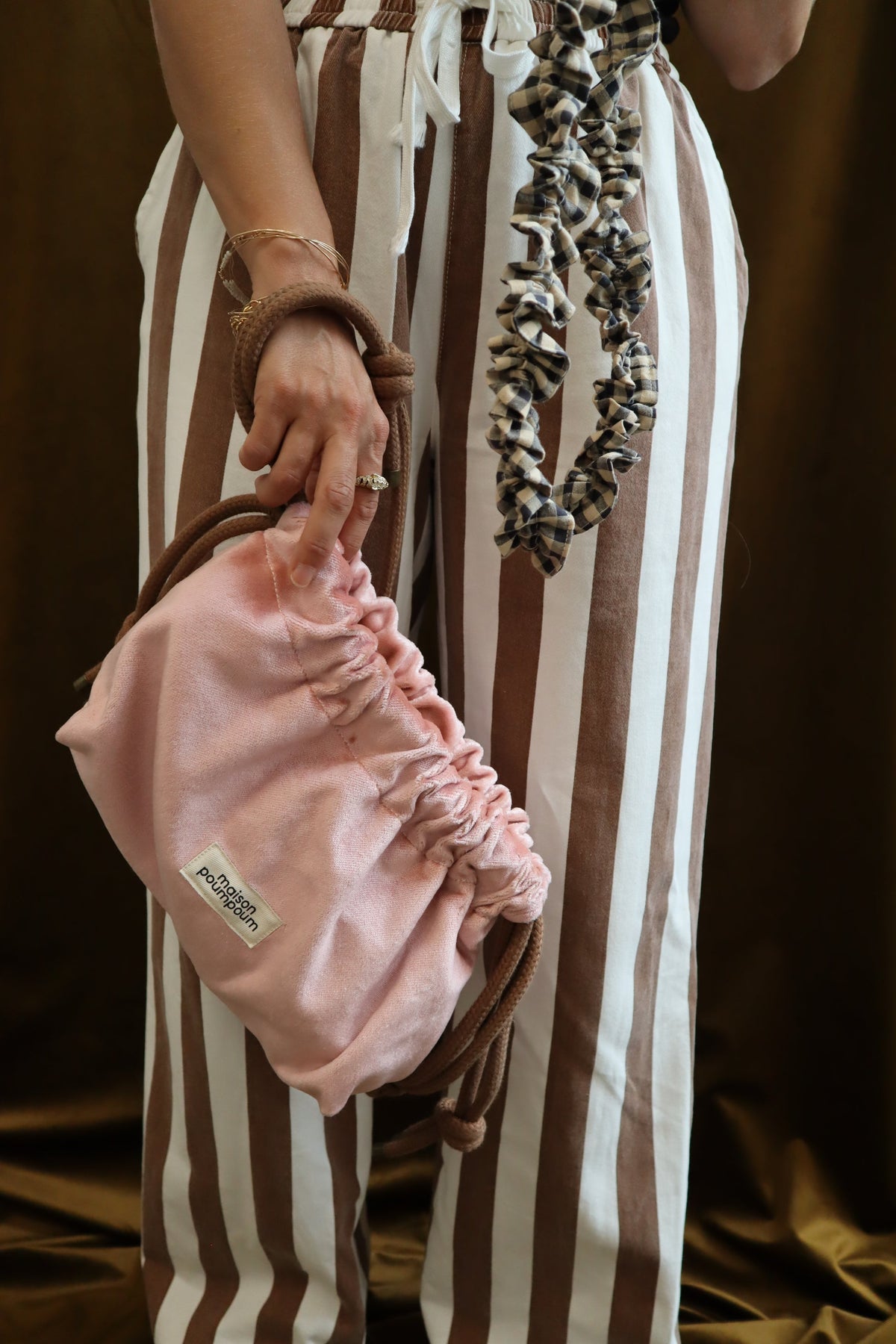 Sac bourse femme Le Raoul Velours Rose - vue 6