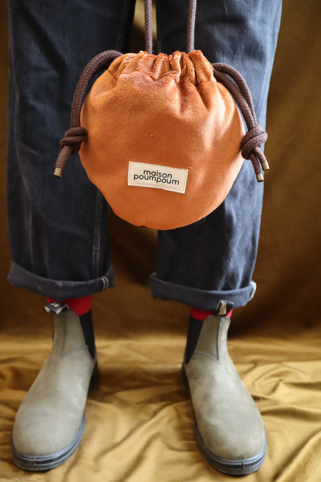 Mini sac bourse Le Groom Velours Cognac - vue 4