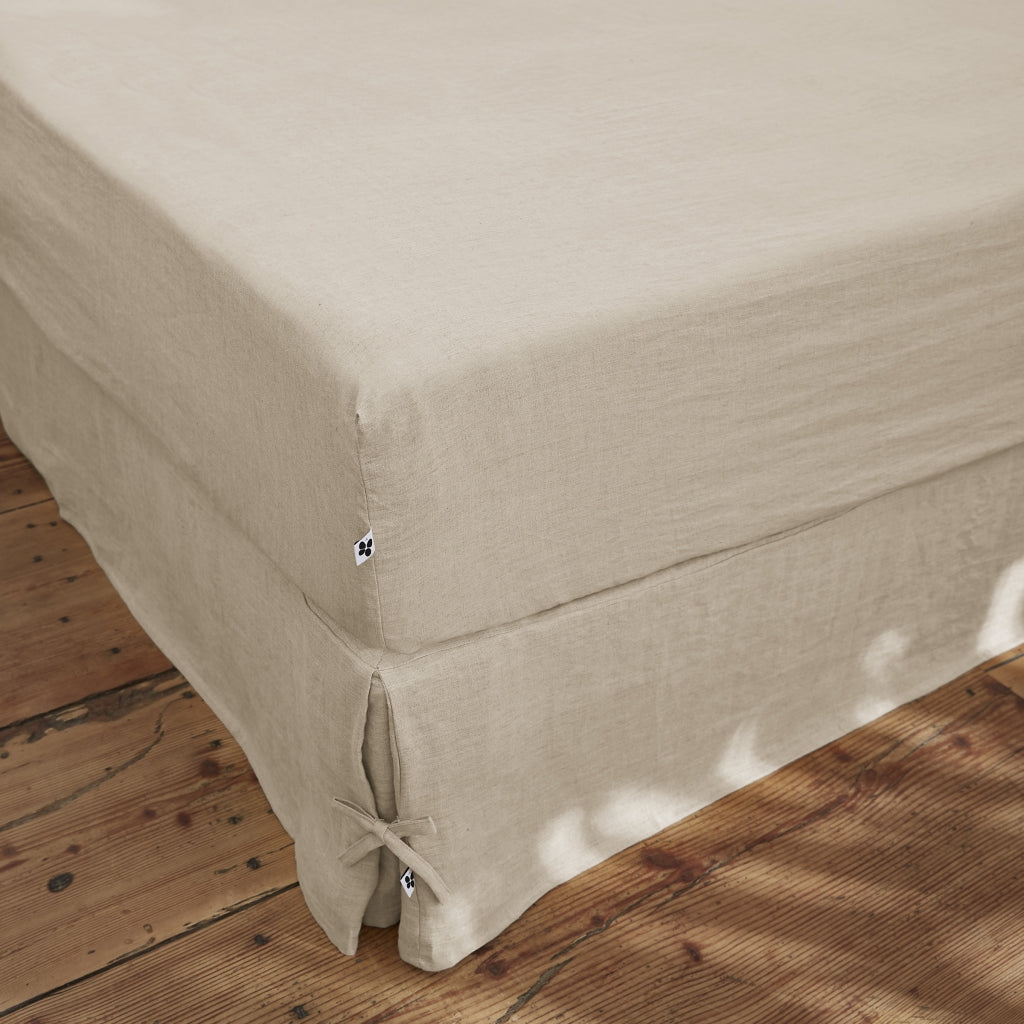 Drap-housse en lin lavé Soline Sable - L’Effet Papillon