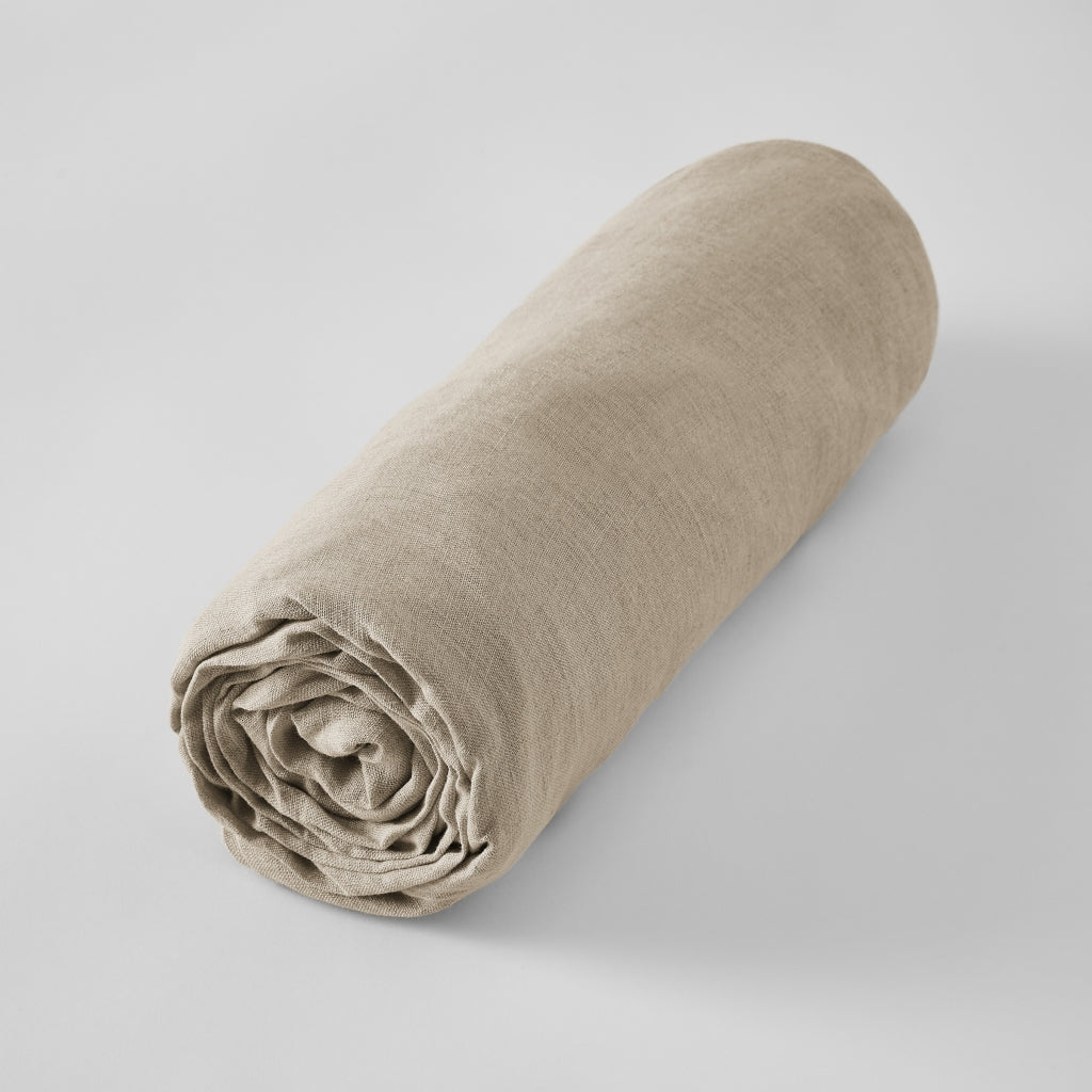 Drap-housse en lin lavé Soline Sable - L’Effet Papillon