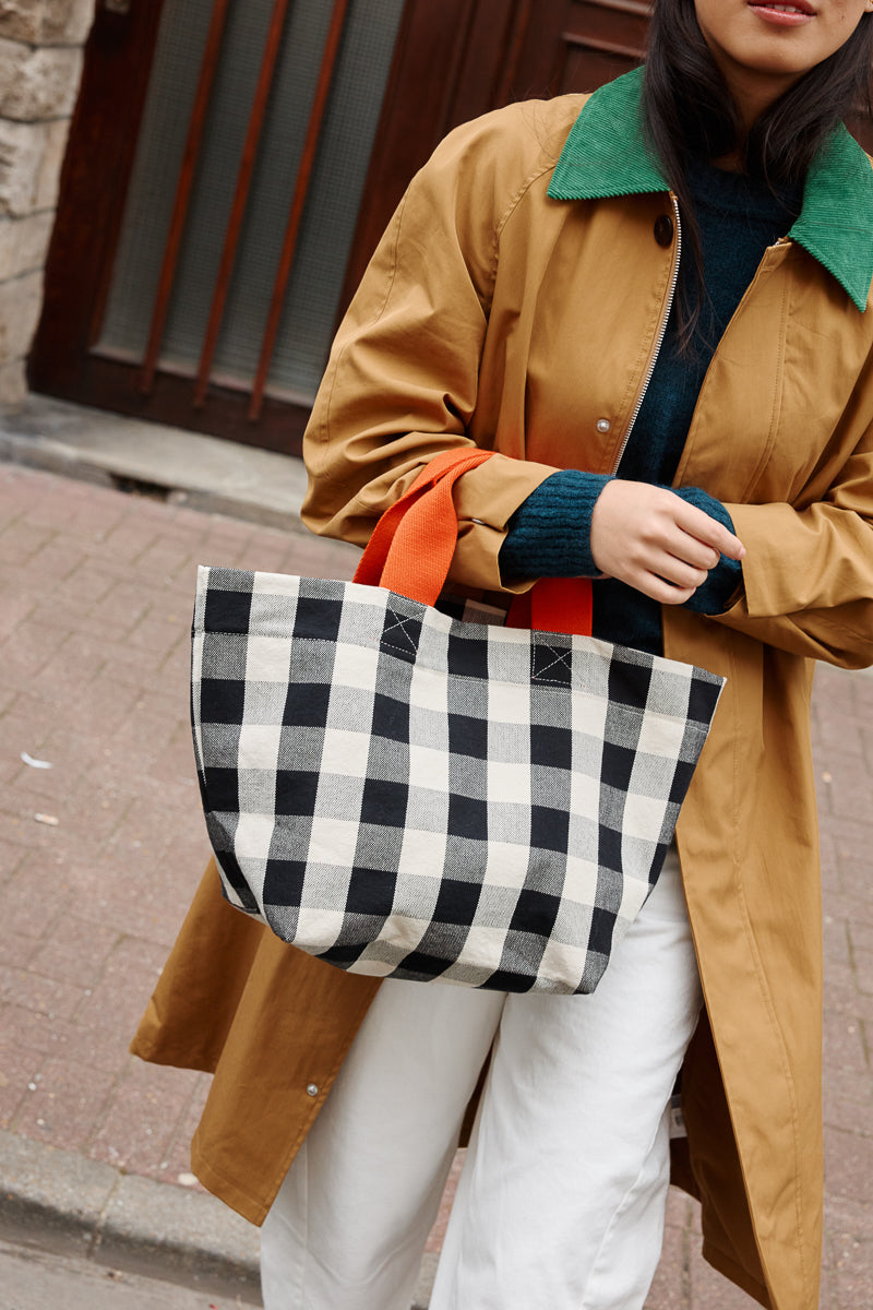 Sac cabas femme Tina Big Vichy Greige - vue 3