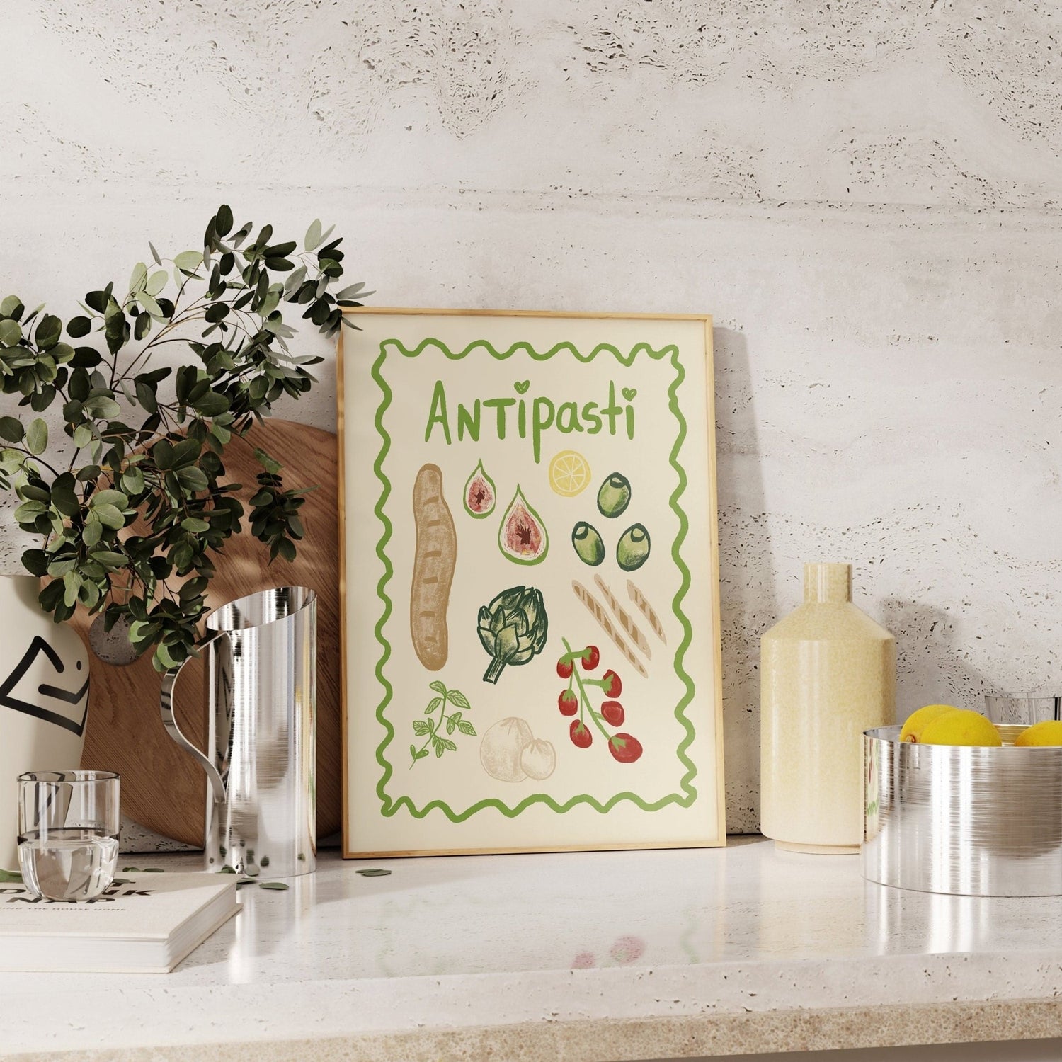 AFFICHE ANTIPASTIS – ILLUSTRATION CULINAIRE ITALIENNE studio dolci - Lili Margaret