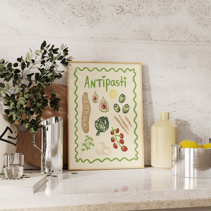 AFFICHE ANTIPASTIS – ILLUSTRATION CULINAIRE ITALIENNE studio dolci - Lili Margaret