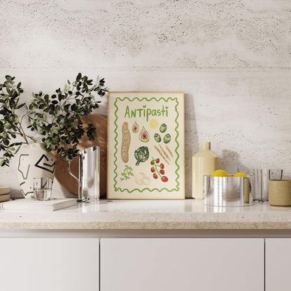 AFFICHE ANTIPASTIS – ILLUSTRATION CULINAIRE ITALIENNE studio dolci - Lili Margaret