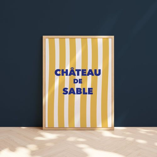 Affiche rayures château de sable - souvenirs d’enfance & été