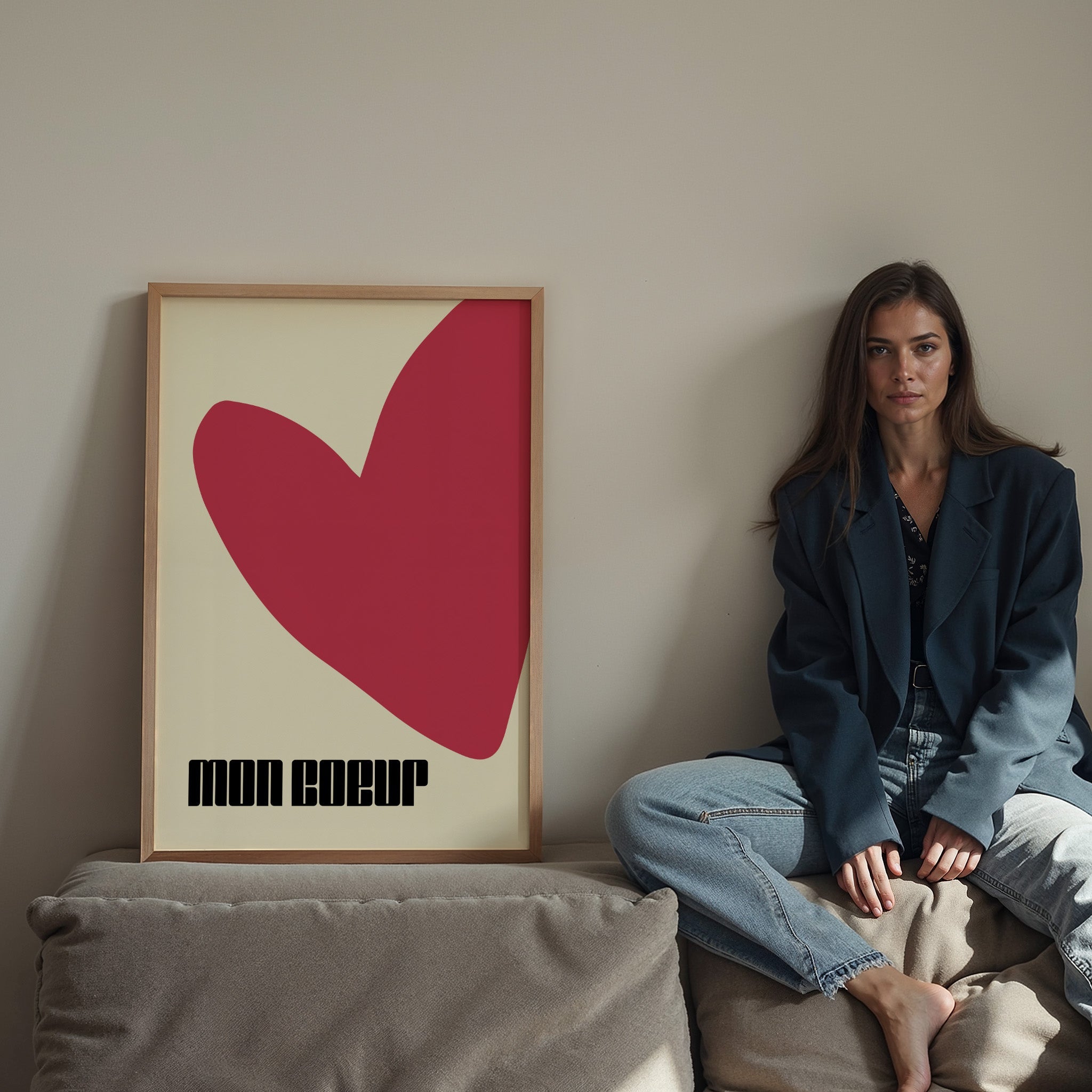 Affiche cœur rouge - Poster déco amour