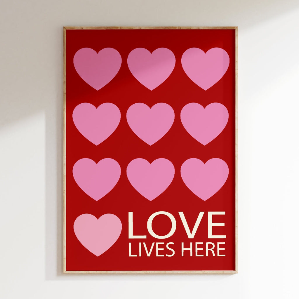 Affiche cœurs rouges Love - Poster déco amour