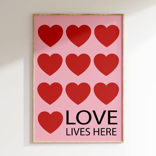 Affiche cœurs rouges Love - Poster déco amour