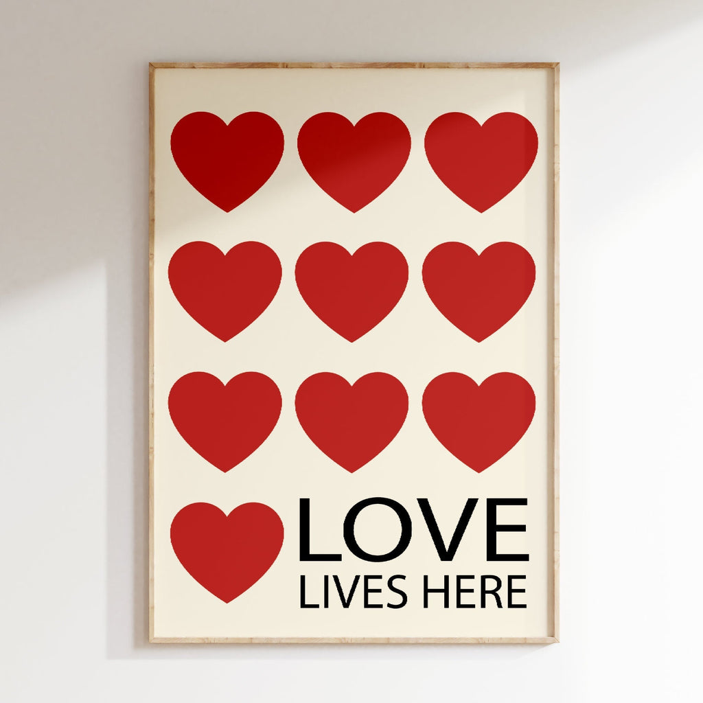 Affiche cœurs rouges Love - Poster déco amour